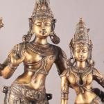 Pure Brass Lord Shiva & Parvati Statue | 36" x 19.5" x 10" | 30.80 kg | Divine Couple Standing | Traditional Hindu Sacred Art | Temple Grade | Jaipurio